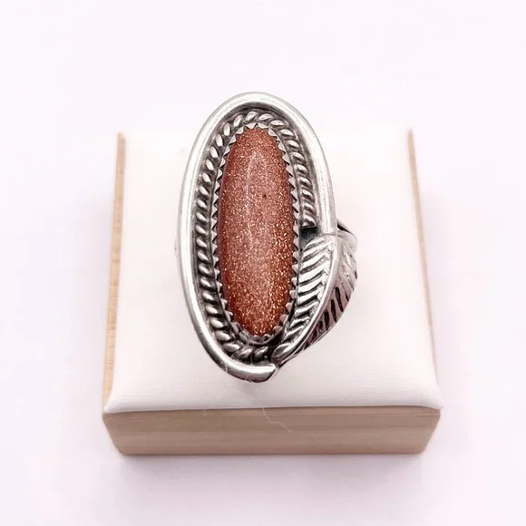 Size 6.5 Goldstone 925 Sterling silver ring - Picture 7 of 7